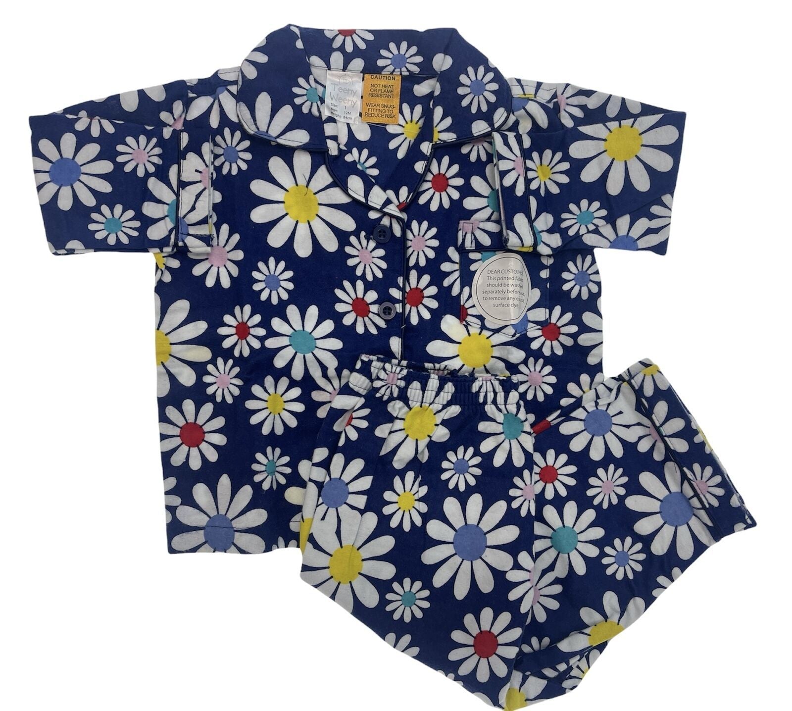 Kids Flannelette Pyjamas 100% Cotton Winter PJ Set - Daisy Brights - 2
