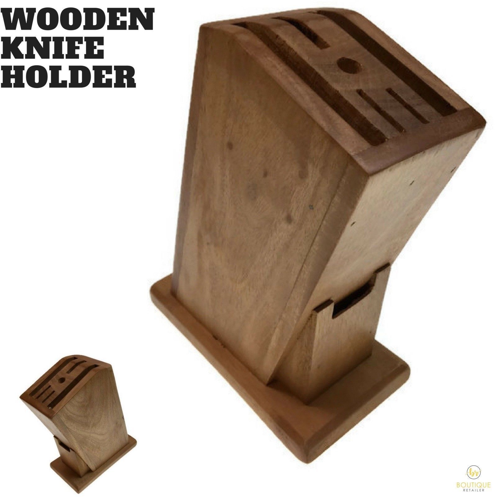 Wooden Knife Holder Knife Fork Block Kitchen Rack Desk Wood Organizer V563-BR-KNIFEHOLDER