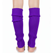 Pair of Womens Leg Warmers Disco Winter Knit Dance Party Crochet Legging Socks Costume - Purple V563-BR-LEGW-PUR