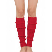 Pair of Womens Leg Warmers Disco Winter Knit Dance Party Crochet Legging Socks Costume - Red V563-BR-LEGW-RED