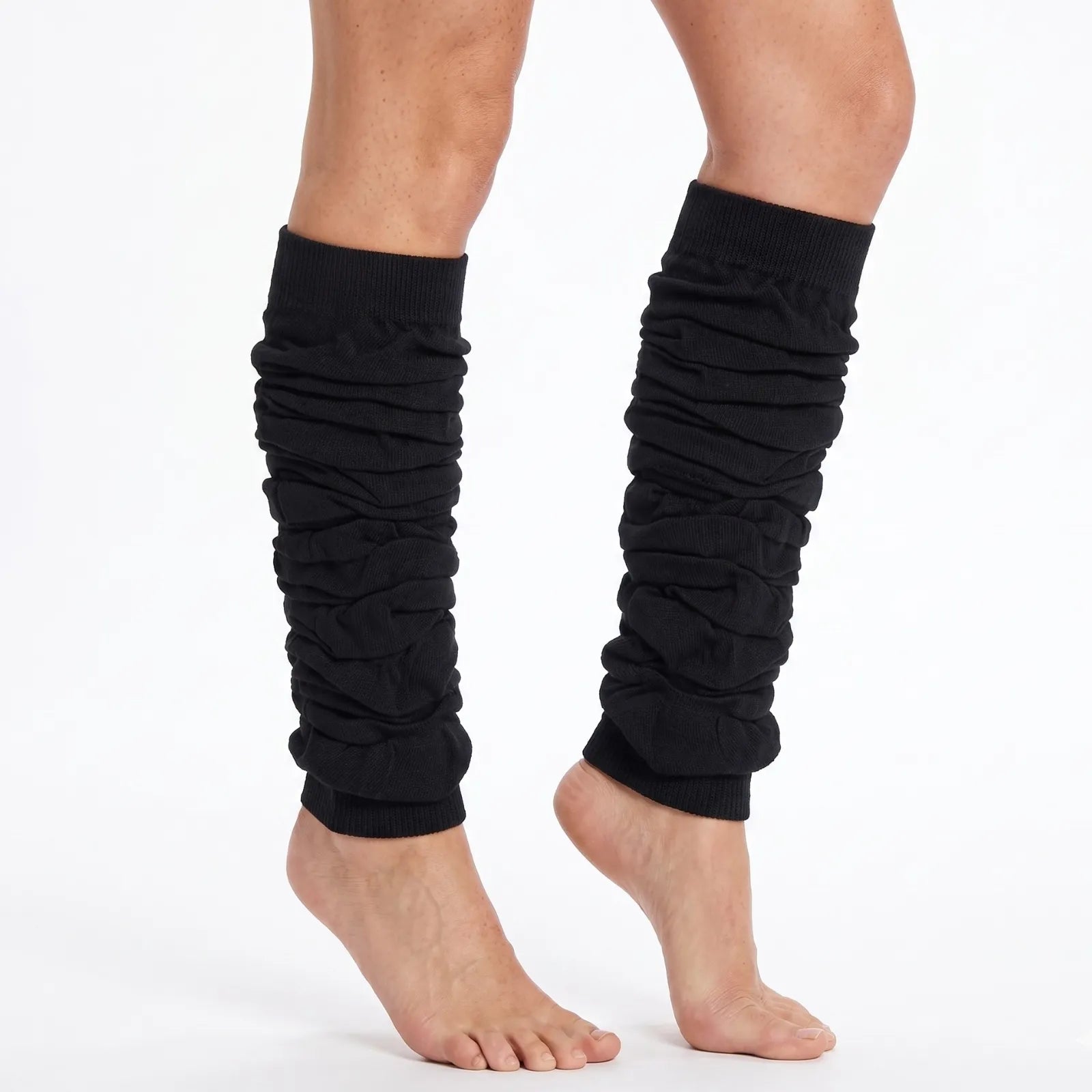 LEG WARMERS Knitted Womens Neon Party Knit Ankle Fluro Dance Costume 80s Pair - Black V563-BR-LEGWKNIT-BLK
