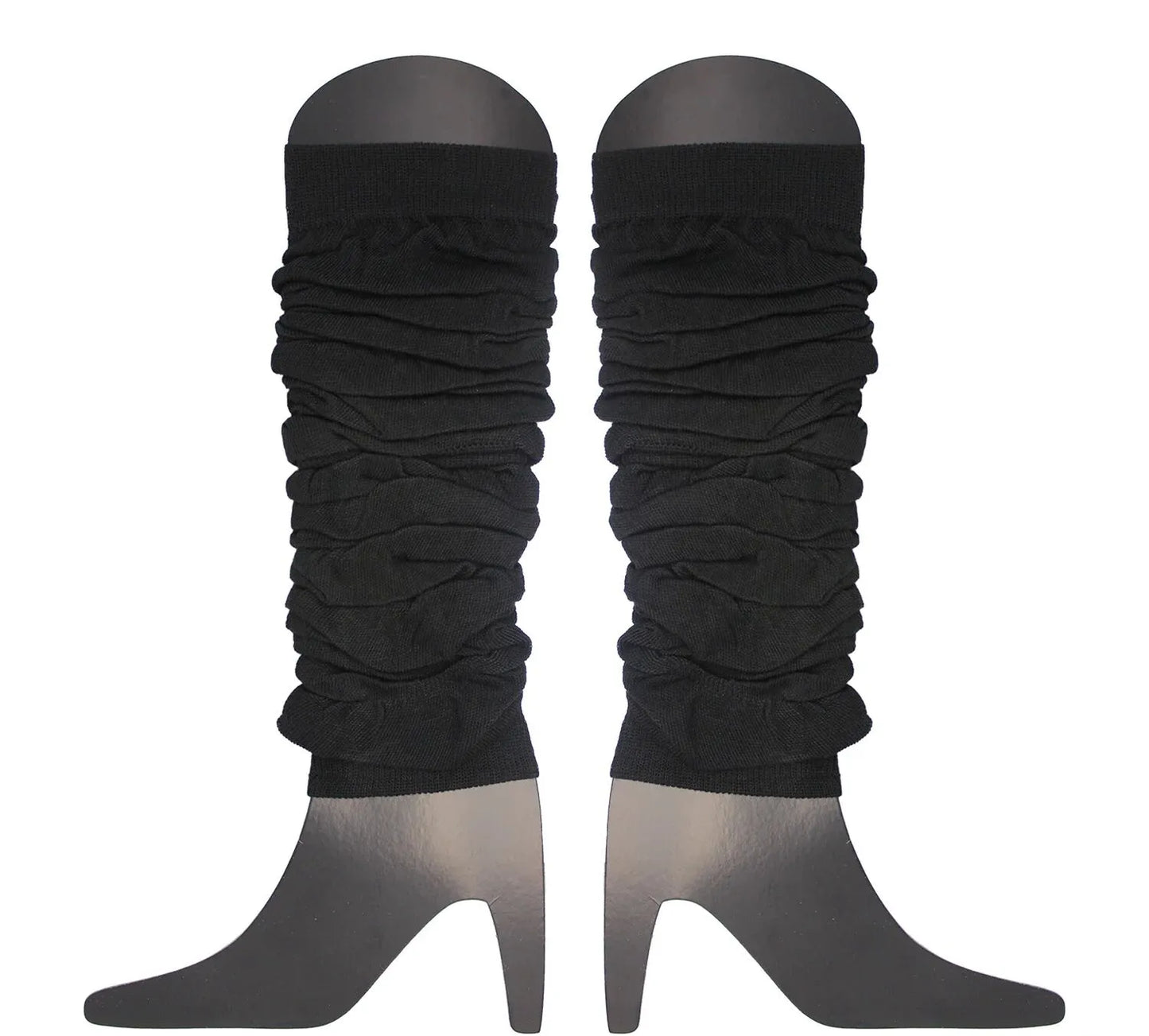 LEG WARMERS Knitted Womens Neon Party Knit Ankle Fluro Dance Costume 80s Pair - Black V563-BR-LEGWKNIT-BLK