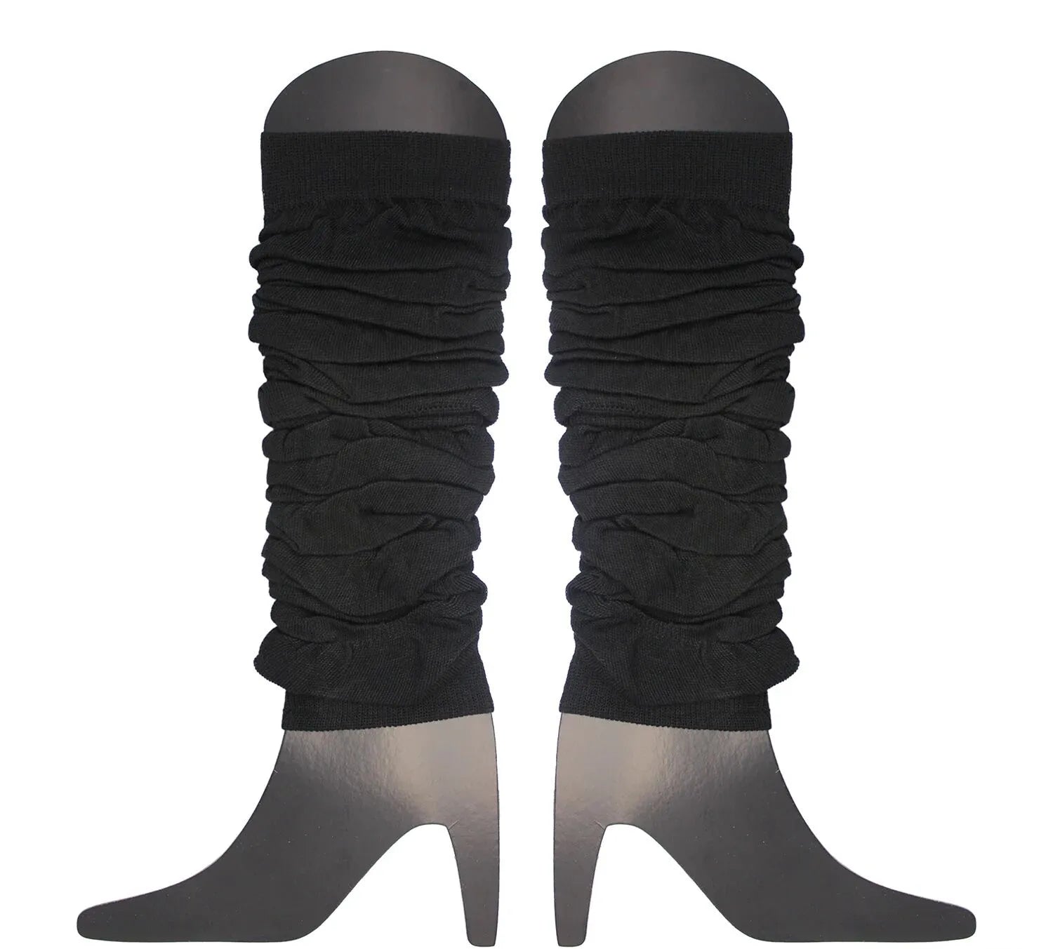 LEG WARMERS Knitted Womens Neon Party Knit Ankle Fluro Dance Costume 80s Pair - Black V563-BR-LEGWKNIT-BLK