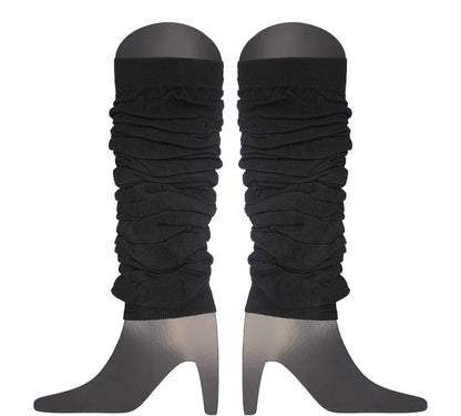 LEG WARMERS Knitted Womens Neon Party Knit Ankle Fluro Dance Costume 80s Pair - Black V563-BR-LEGWKNIT-BLK