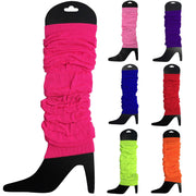LEG WARMERS Knitted Womens Neon Party Knit Ankle Fluro Dance Costume 80s Pair - Fluro Orange V563-BR-LEGWKNIT-FLUROORG