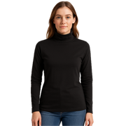 Ladies SKIVVY Womens Long Sleeve Plain Top Warm Turtleneck Cotton High Neck in Black - L V563-BR-LSKIVV-BLK-L