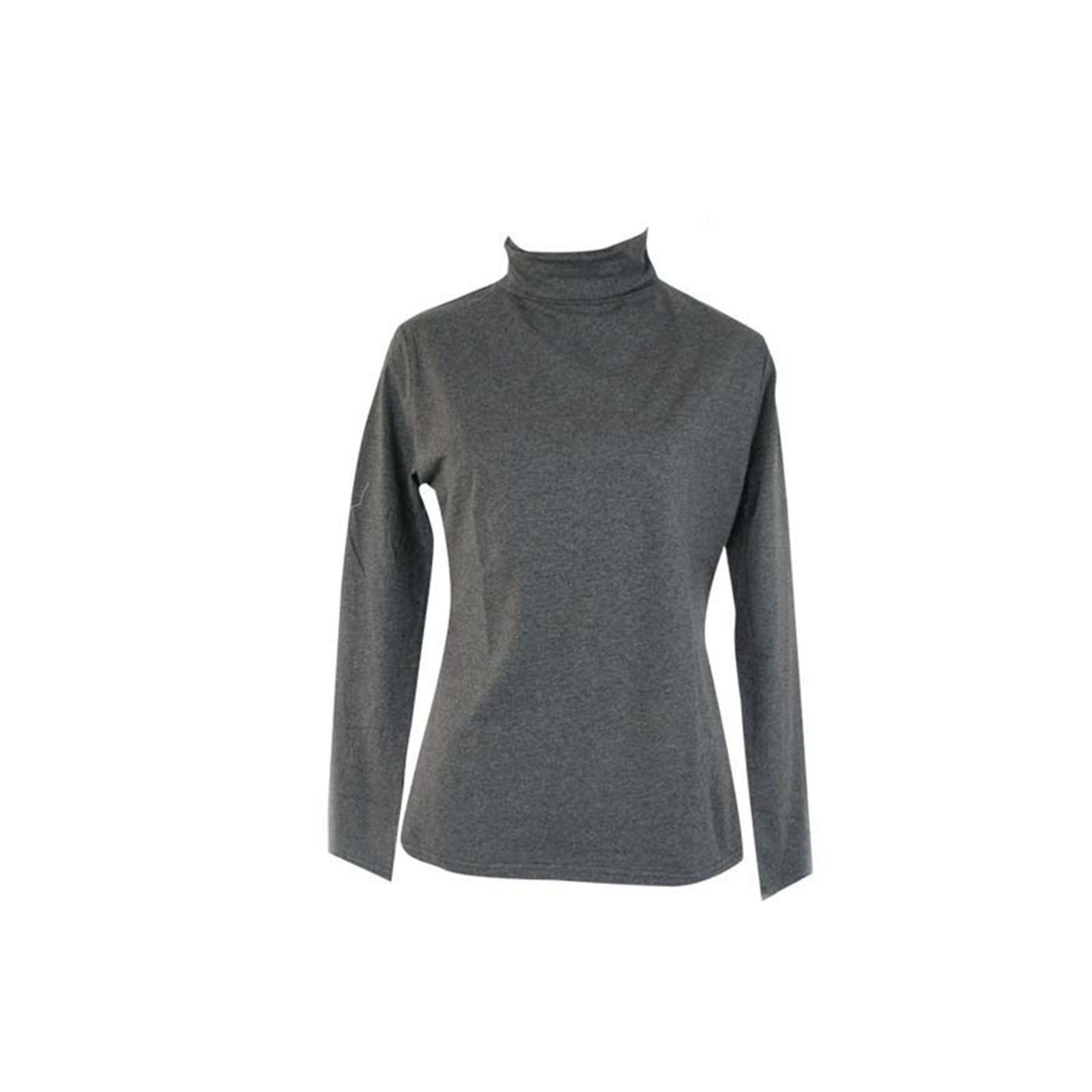 Ladies SKIVVY Womens Long Sleeve Plain Top Warm Turtleneck Cotton High Neck - Coal Marle - X-Small V563-BR-LSKIVV-CLMRLE-XS