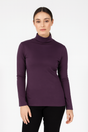 Ladies SKIVVY Womens Long Sleeve Plain Top Warm Turtleneck Cotton High Neck - Plum - X-Small V563-BR-LSKIVV-PLUM-XS