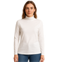 Ladies SKIVVY Womens Long Sleeve Plain Top Warm Turtleneck Cotton High Neck in White - M V563-BR-LSKIVV-WHT-M