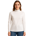 Ladies SKIVVY Womens Long Sleeve Plain Top Warm Turtleneck Cotton High Neck in White - XXL