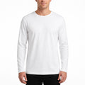Mens 100% Cotton Long Sleeve T Shirt Plain Basic Slim Fit Tee Casual Top - White - XL V563-BR-MCPLSLEEV-WHT-XL