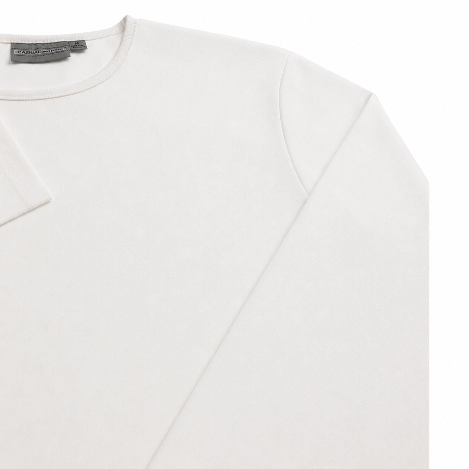 Mens 100% Cotton Long Sleeve T Shirt Plain Basic Slim Fit Tee Casual Top - White - XL V563-BR-MCPLSLEEV-WHT-XL