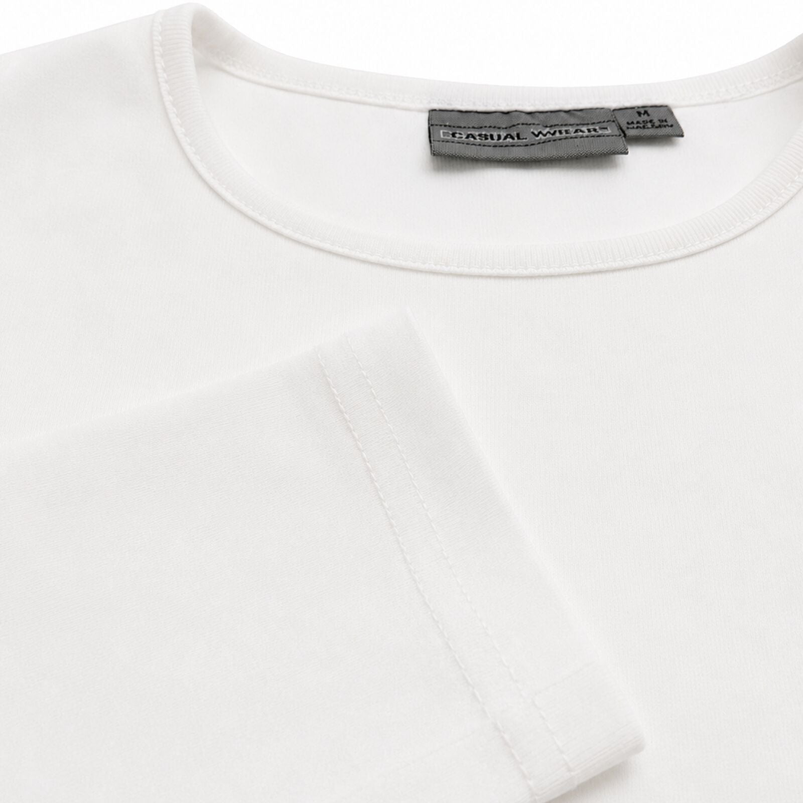 Mens 100% Cotton Long Sleeve T Shirt Plain Basic Slim Fit Tee Casual Top - White - XL V563-BR-MCPLSLEEV-WHT-XL