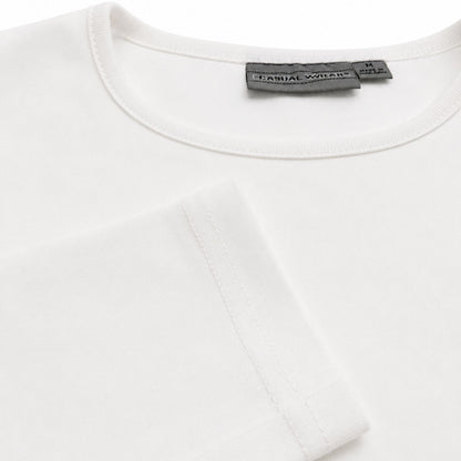 Mens 100% Cotton Long Sleeve T Shirt Plain Basic Slim Fit Tee Casual Top - White - XL V563-BR-MCPLSLEEV-WHT-XL