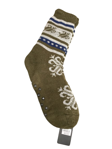 1 Pair Mens Non Slip Thick Fur Warm Winter Bed Socks Thermal Warm Cushion - One Size V563-BR-MENSBEDSOCKS-ONESIZE
