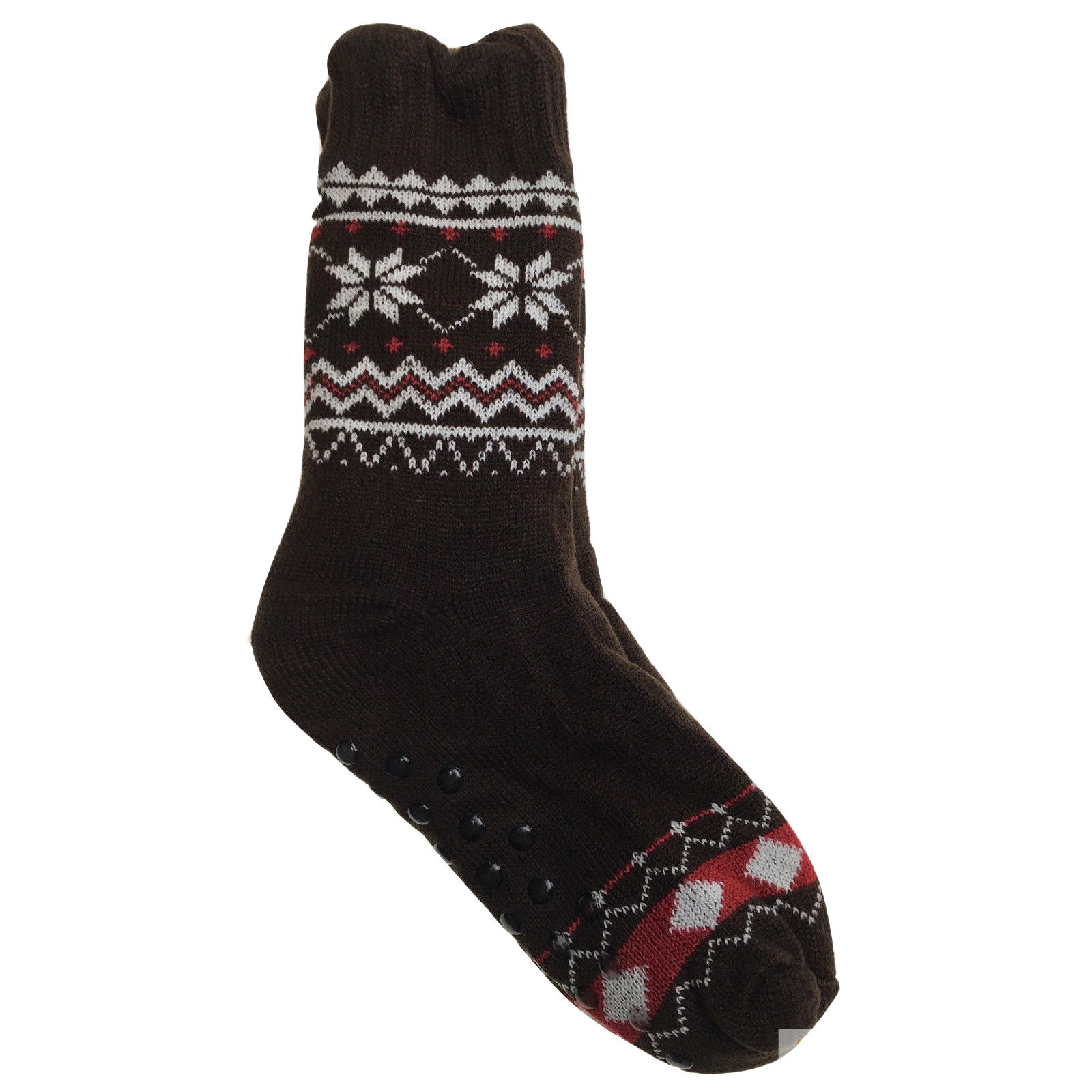 1 Pair Mens Non Slip Thick Fur Warm Winter Bed Socks Thermal Warm Cushion - One Size V563-BR-MENSBEDSOCKS-ONESIZE