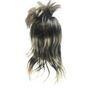 Mens Long SPIKY Wig Rock Punk 80s Fancy Dress Costume Bogan Mullet Spikey - Black/Blonde V563-BR-MLSKYWIG-BLK-BLONDE