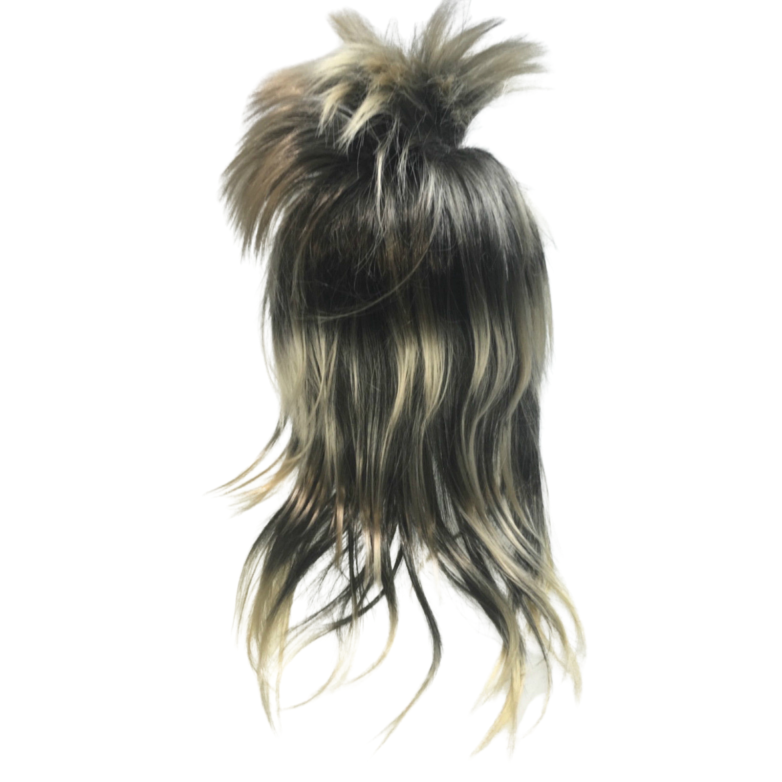 Mens Long SPIKY Wig Rock Punk 80s Fancy Dress Costume Bogan Mullet Spikey - Black/Blonde V563-BR-MLSKYWIG-BLK-BLONDE