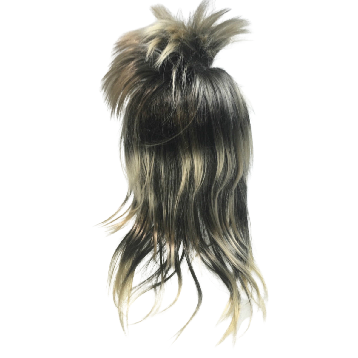 Mens Long SPIKY Wig Rock Punk 80s Fancy Dress Costume Bogan Mullet Spikey - Black/Blonde V563-BR-MLSKYWIG-BLK-BLONDE