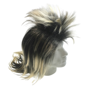 Mens Long SPIKY Wig Rock Punk 80s Fancy Dress Costume Bogan Mullet Spikey - Black/Blonde V563-BR-MLSKYWIG-BLK-BLONDE