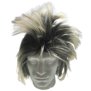 Mens Long SPIKY Wig Rock Punk 80s Fancy Dress Costume Bogan Mullet Spikey - Black/Blonde V563-BR-MLSKYWIG-BLK-BLONDE
