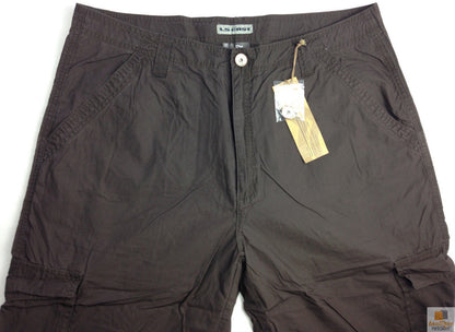 Mens 3/4 CARGO SHORTS Long Pants 100% COTTON Army Military Combat Summer - Brown - Small (30"") V563-BR-MNCRGOPNTS-BRWN-S