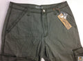 Mens 3/4 CARGO SHORTS Long Pants 100% COTTON Army Military Combat Summer - Olive (Washed Look) - Small (30"") V563-BR-MNCRGOPNTS-OLV-S