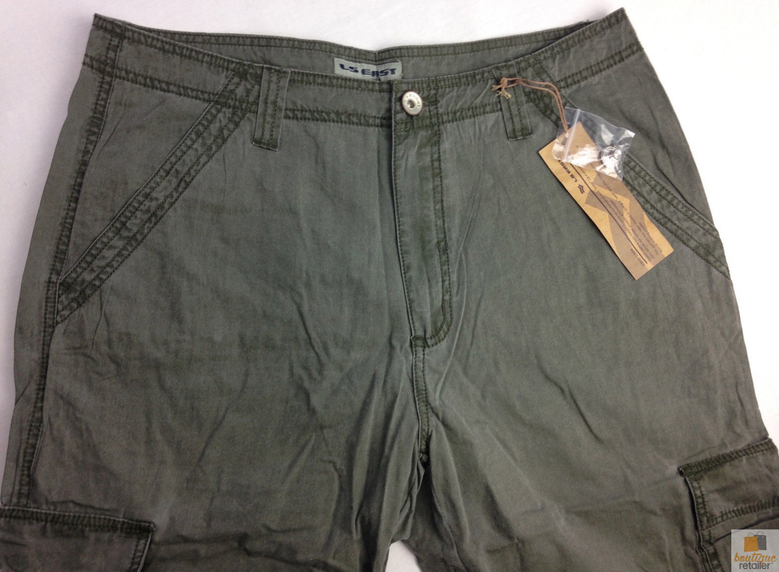 Mens 3/4 CARGO SHORTS Long Pants 100% COTTON Army Military Combat Summer - Olive (Washed Look) - Small (30"") V563-BR-MNCRGOPNTS-OLV-S
