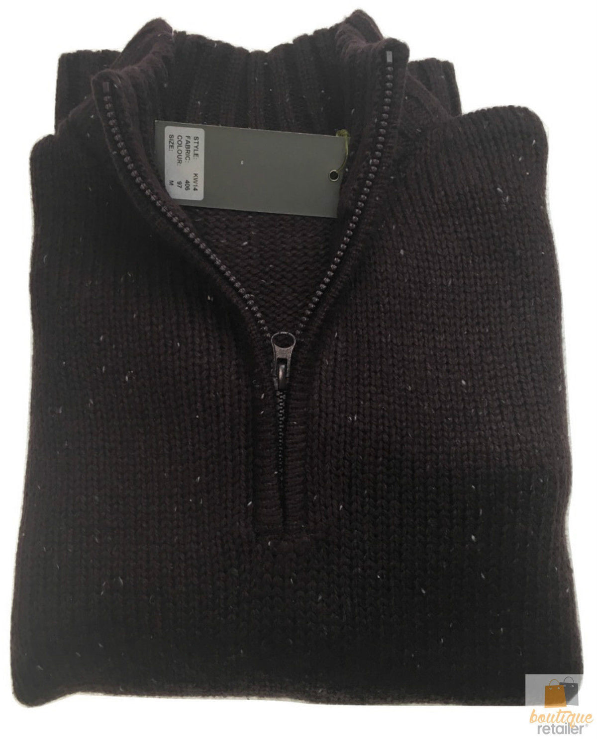 Mens Knit Jumper Pullover Sweater Knitted Casual Stretch Warm Winter - Half Zip Burgundy 97 (KW14) - M V563-BR-MNJMPR-BRGNDY97-M