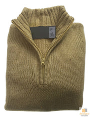 Mens Knit Jumper Pullover Sweater Knitted Casual Stretch Warm Winter - Half Zip Maize 17 (KW14) - L V563-BR-MNJMPR-HLFZIPMAIZE17-L