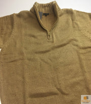 Mens Knit Jumper Pullover Sweater Knitted Casual Stretch Warm Winter - Half Zip Maize 17 (KW14) - L V563-BR-MNJMPR-HLFZIPMAIZE17-L