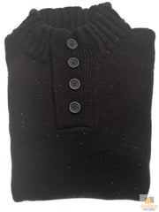 Mens Knit Jumper Pullover Sweater Knitted Casual Stretch Warm Winter - 4 Button Mulberry 94 (KW16) - M V563-BR-MNJMPR-MULBRY94-M
