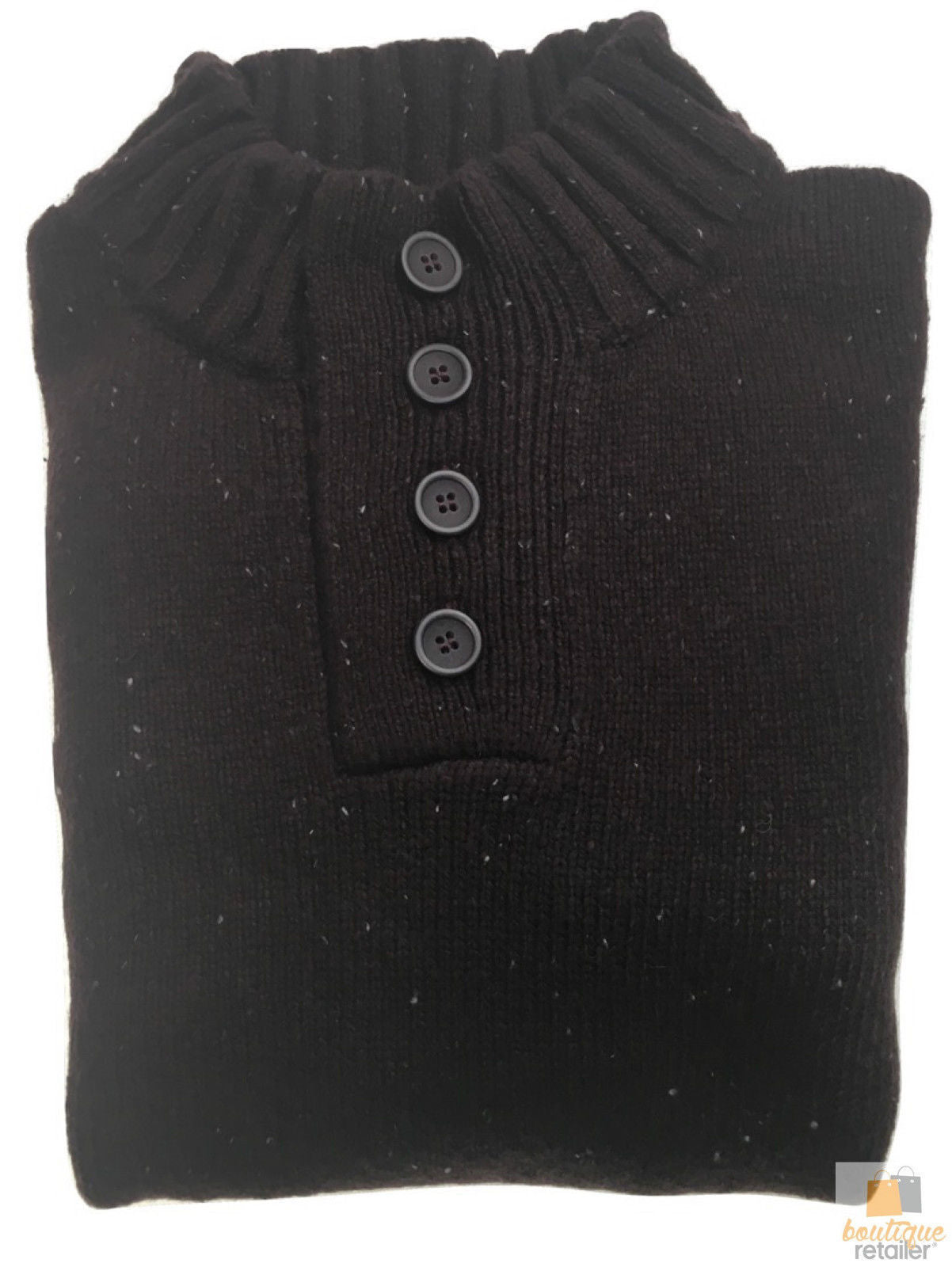 Mens Knit Jumper Pullover Sweater Knitted Casual Stretch Warm Winter - 4 Button Mulberry 94 (KW16) - M V563-BR-MNJMPR-MULBRY94-M