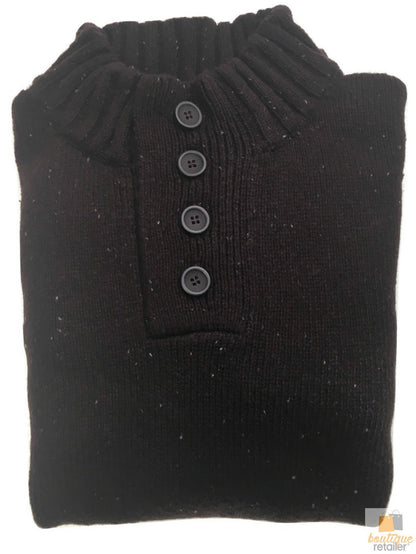 Mens Knit Jumper Pullover Sweater Knitted Casual Stretch Warm Winter - 4 Button Mulberry 94 (KW16) - M V563-BR-MNJMPR-MULBRY94-M