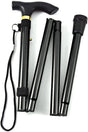 Adjustable Metal WALKING STICK Travel Cane Folding Pole Compact Retractable Hike - Black V563-BR-MWSTICK-BLACK