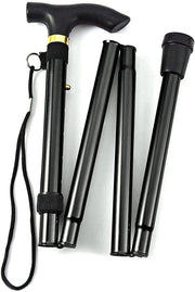 Adjustable Metal WALKING STICK Travel Cane Folding Pole Compact Retractable Hike - Black V563-BR-MWSTICK-BLACK