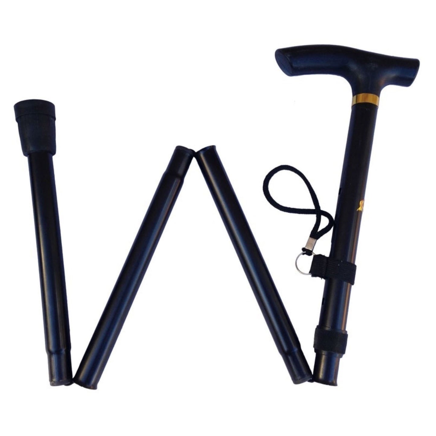 Adjustable Metal WALKING STICK Travel Cane Folding Pole Compact Retractable Hike - Black V563-BR-MWSTICK-BLACK