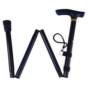 Adjustable Metal WALKING STICK Travel Cane Folding Pole Compact Retractable Hike - Black V563-BR-MWSTICK-BLACK