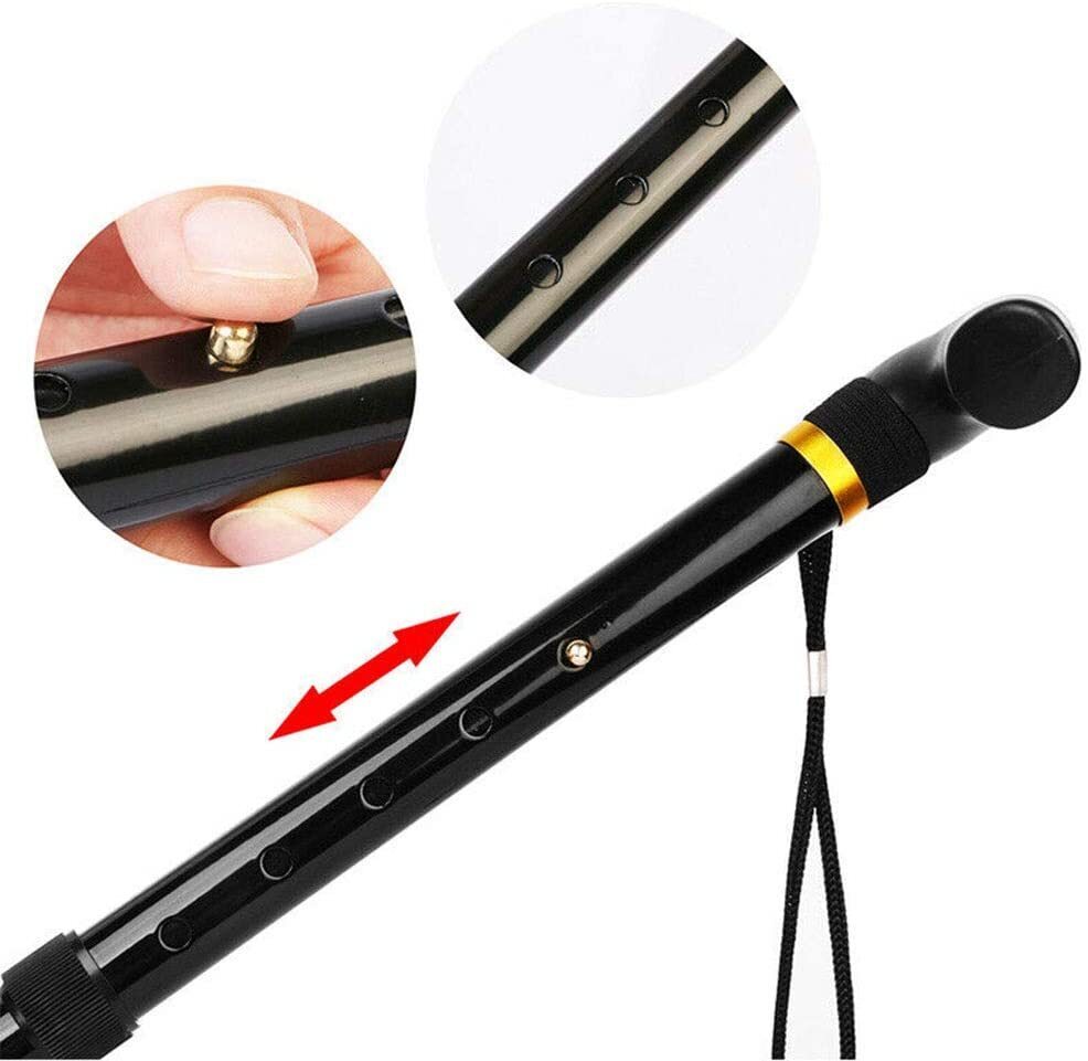 Adjustable Metal WALKING STICK Travel Cane Folding Pole Compact Retractable Hike - Black V563-BR-MWSTICK-BLACK