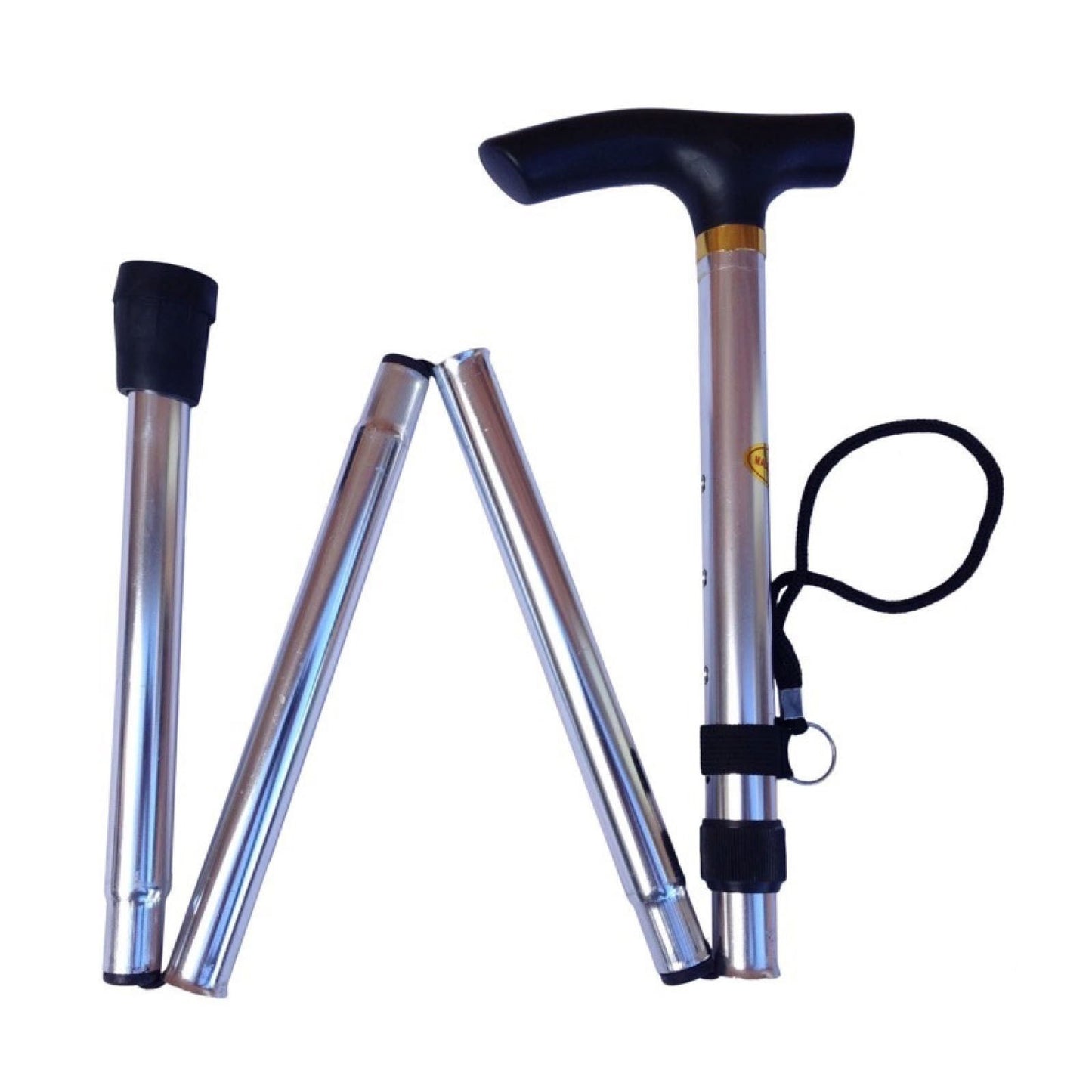 Adjustable Metal WALKING STICK Travel Cane Folding Pole Compact Retractable Hike - Silver V563-BR-MWSTICK-SILVER