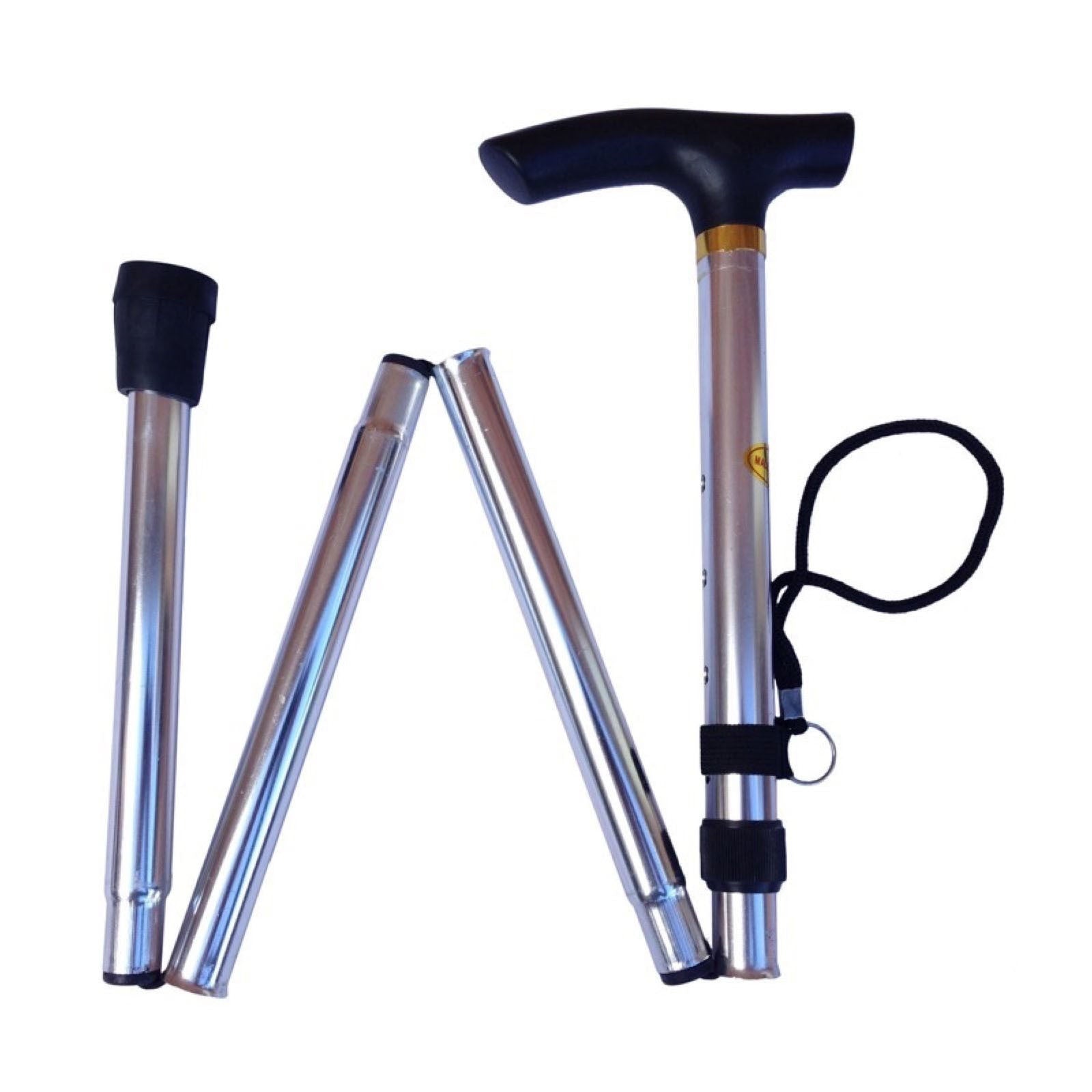 Adjustable Metal WALKING STICK Travel Cane Folding Pole Compact Retractable Hike - Silver V563-BR-MWSTICK-SILVER