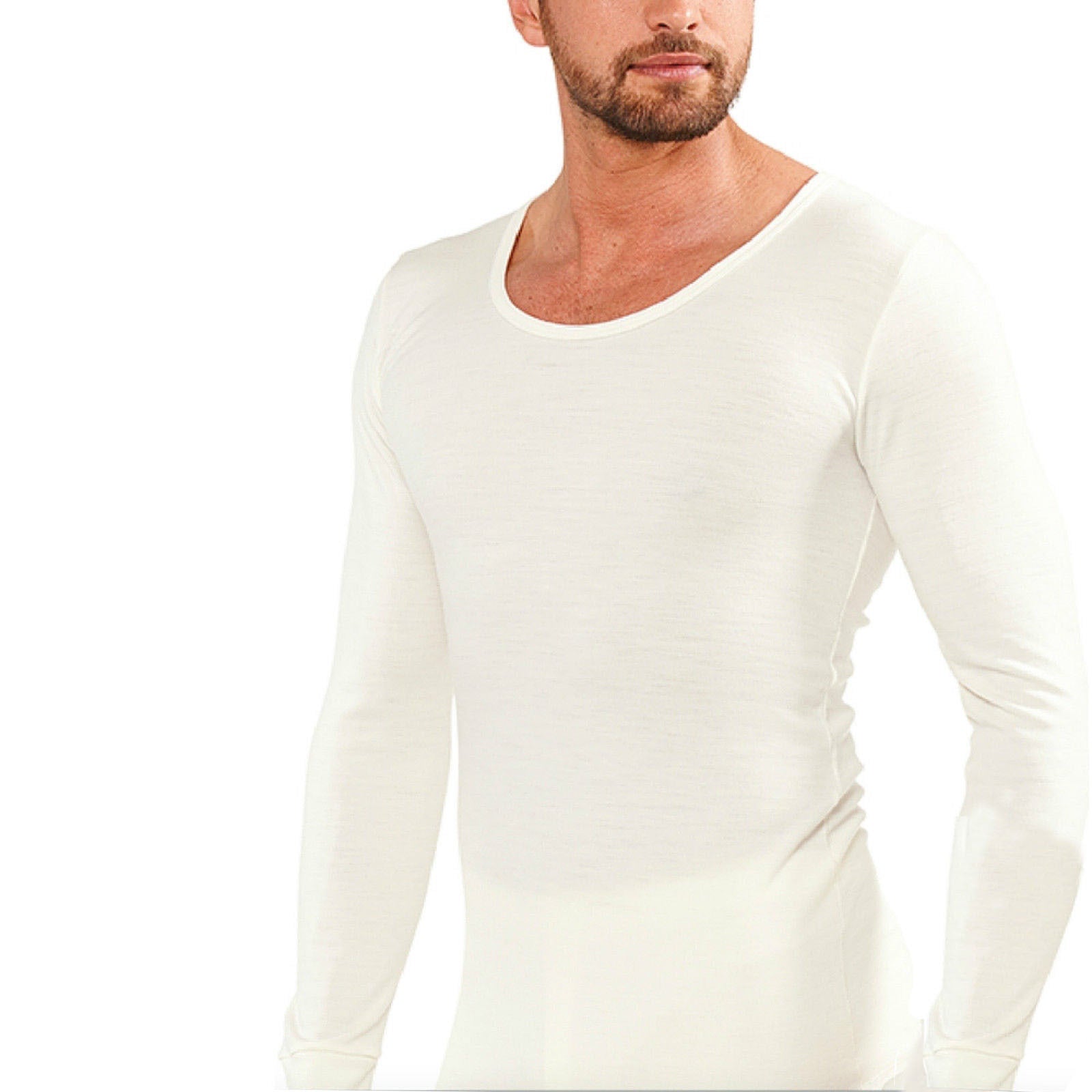 Mens THERMAL Long Sleeve Top Merino Wool Blend Underwear AUS MADE Thermals Warm - Medium (95cm) V563-BR-MWTOP-M95CM