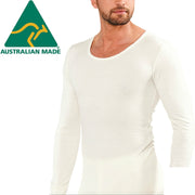 Mens THERMAL Long Sleeve Top Merino Wool Blend Underwear AUS MADE Thermals Warm - Medium (95cm)