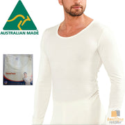 Mens THERMAL Long Sleeve Top Merino Wool Blend Underwear AUS MADE Thermals Warm - Medium (95cm)