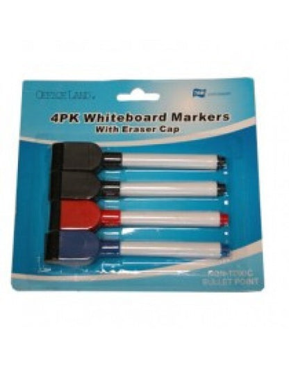 1 Pack of 4 White Board Marker Pens & Eraser - 2 in 1 V563-BR-P305B-MARKER
