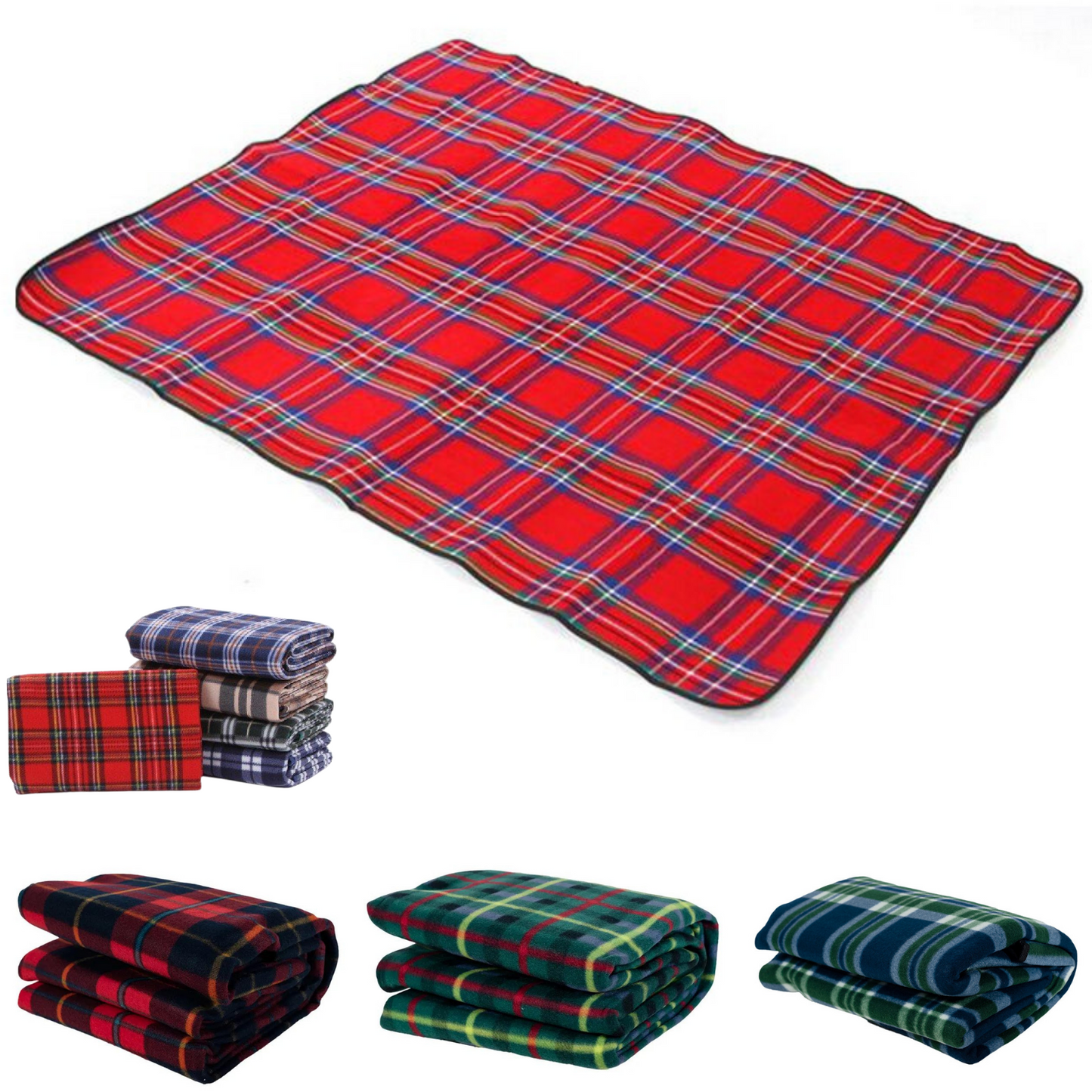 Picnic Rug Mat Blanket Outdoor Camping Waterproof Throw Travel Fleece Plaid - Assorted V563-BR-PCNCRUGMAT