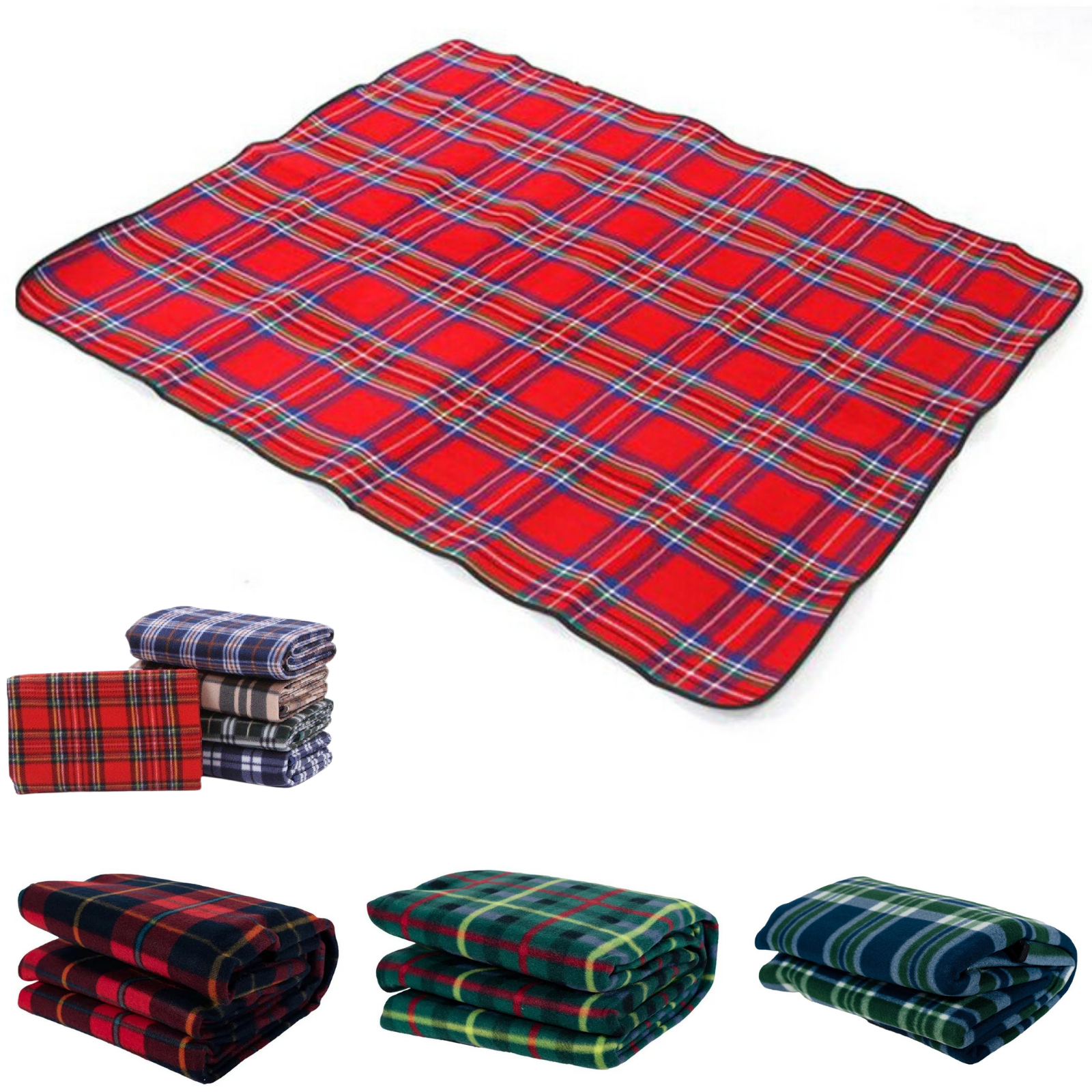Picnic Rug Mat Blanket Outdoor Camping Waterproof Throw Travel Fleece Plaid - Assorted V563-BR-PCNCRUGMAT