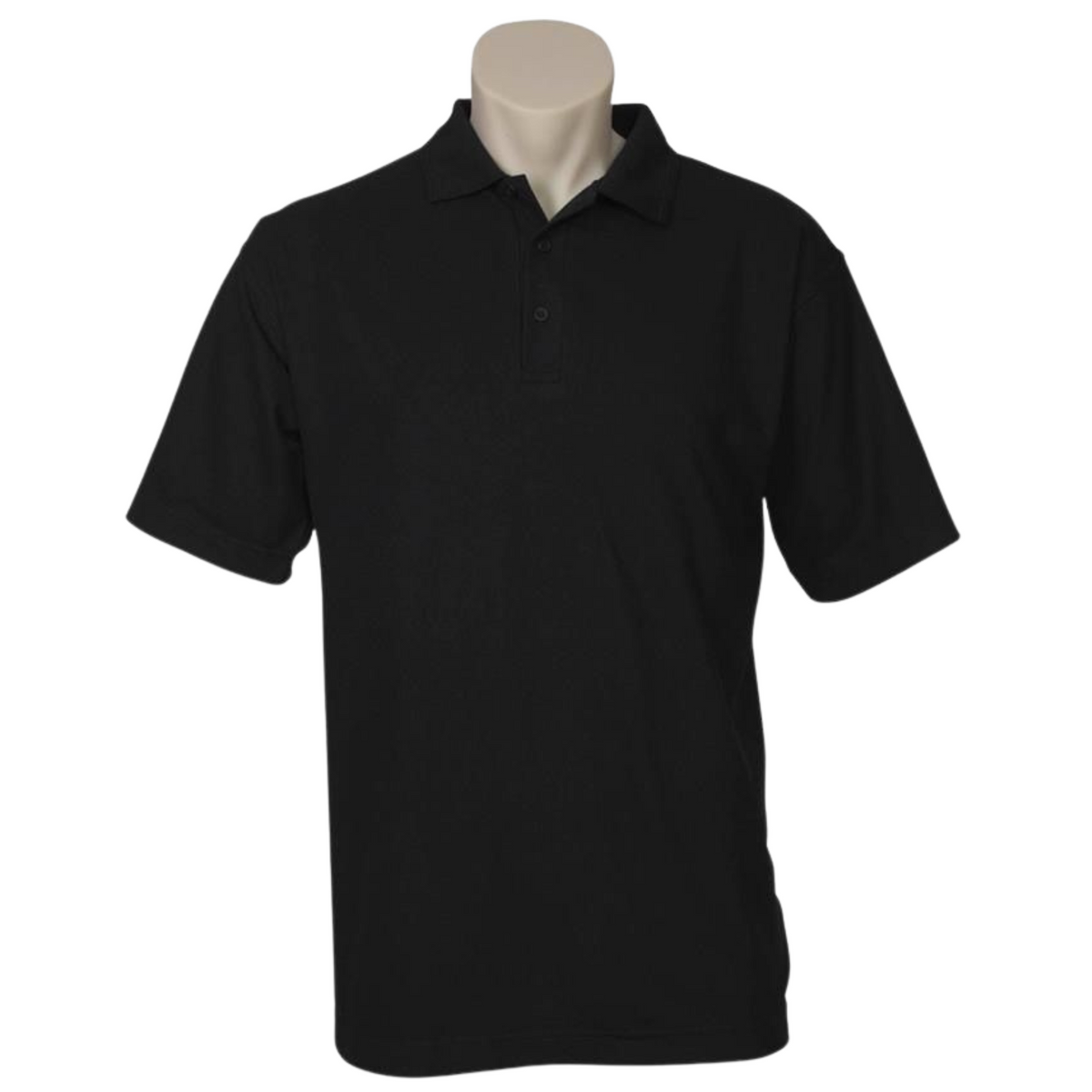 Mens Polo Top Shirt Plain Casual Short Sleeve Pique Knit Basic UPF Rated T-Shirt - Black - S V563-BR-PSHRT-BLK-S