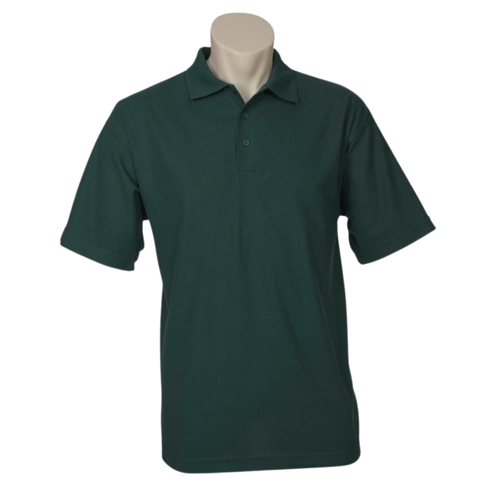 Mens Polo Top Shirt Plain Casual Short Sleeve Pique Knit Basic UPF Rated T-Shirt - Bottle Green - S V563-BR-PSHRT-BOTLEGRN-S