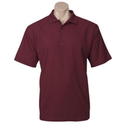 Mens Polo Top Shirt Plain Casual Short Sleeve Pique Knit Basic UPF Rated T-Shirt - Burgundy - L V563-BR-PSHRT-BRGNDY-L